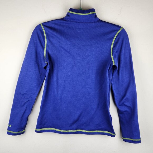 Marmot Blue Lightweight Waffle Knit 1/4 Zip Sweater sz XS *flawed* - Picture 3 of 11